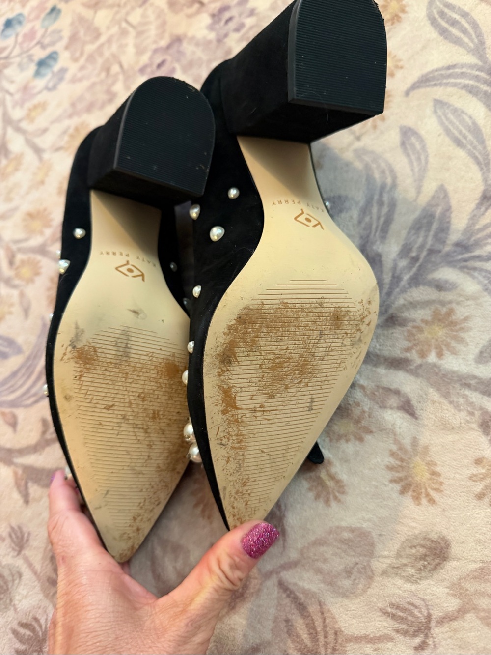Katy Perry “The Sadie” Black Pearl-Embellished Mary Jane Heels - Picture 4 of 5
